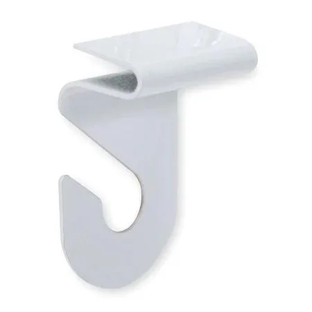 Two white painted steel under-shelf hooks with clip-on mounting