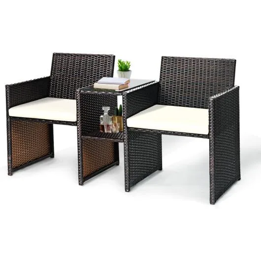SlickBlue SlickBlue Patio Rattan Conversation Set Brown 56" x 22" x 31 — product photo