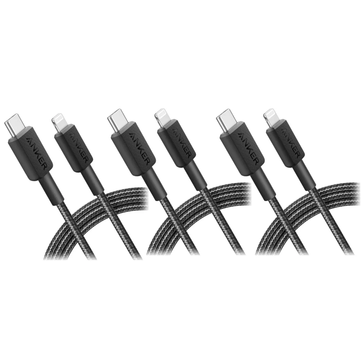 MCHOSE MCHOSE 322 USB-C to Lightning Cable 6ft Pack of 3 Black — product photo