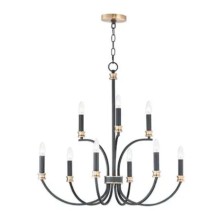 Maxim Maxim Charlton 9-Light 30" Chandelier Black / Antique Brass — product photo