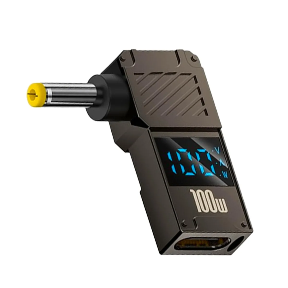 Small USB-C to DC 4.0x1.7mm adapter with angled plug and LED display