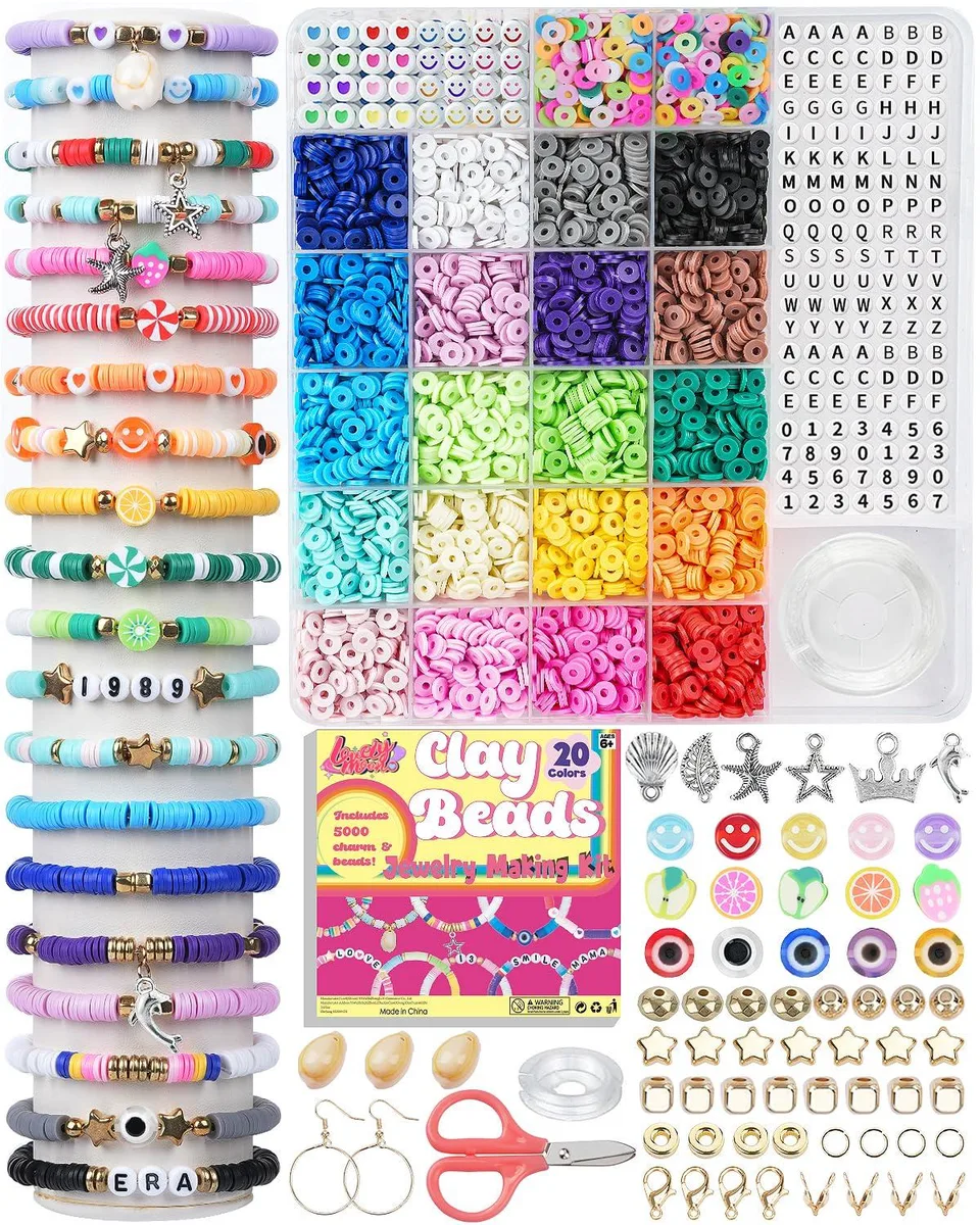  LovelyMoon Bracelet Making Kit 5000 Pcs 20 Color Polymer Heishi Beads .4 in — product photo