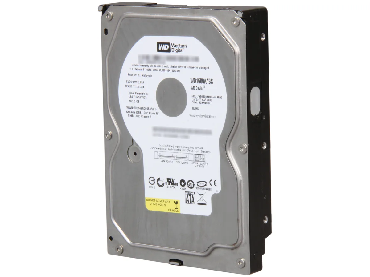 Western Digital Western Digital Caviar SE WD1600AABS 160GB 7200 RPM 2MB SATA 3.0Gb/s 3.5" internal hard drive — product photo