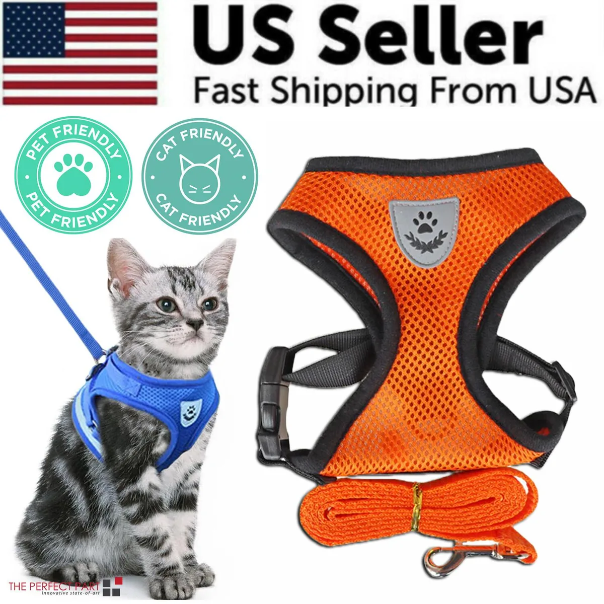 The Perfect Part The Perfect Part Dog Training Harness + Leash Orange 1.2M — product photo