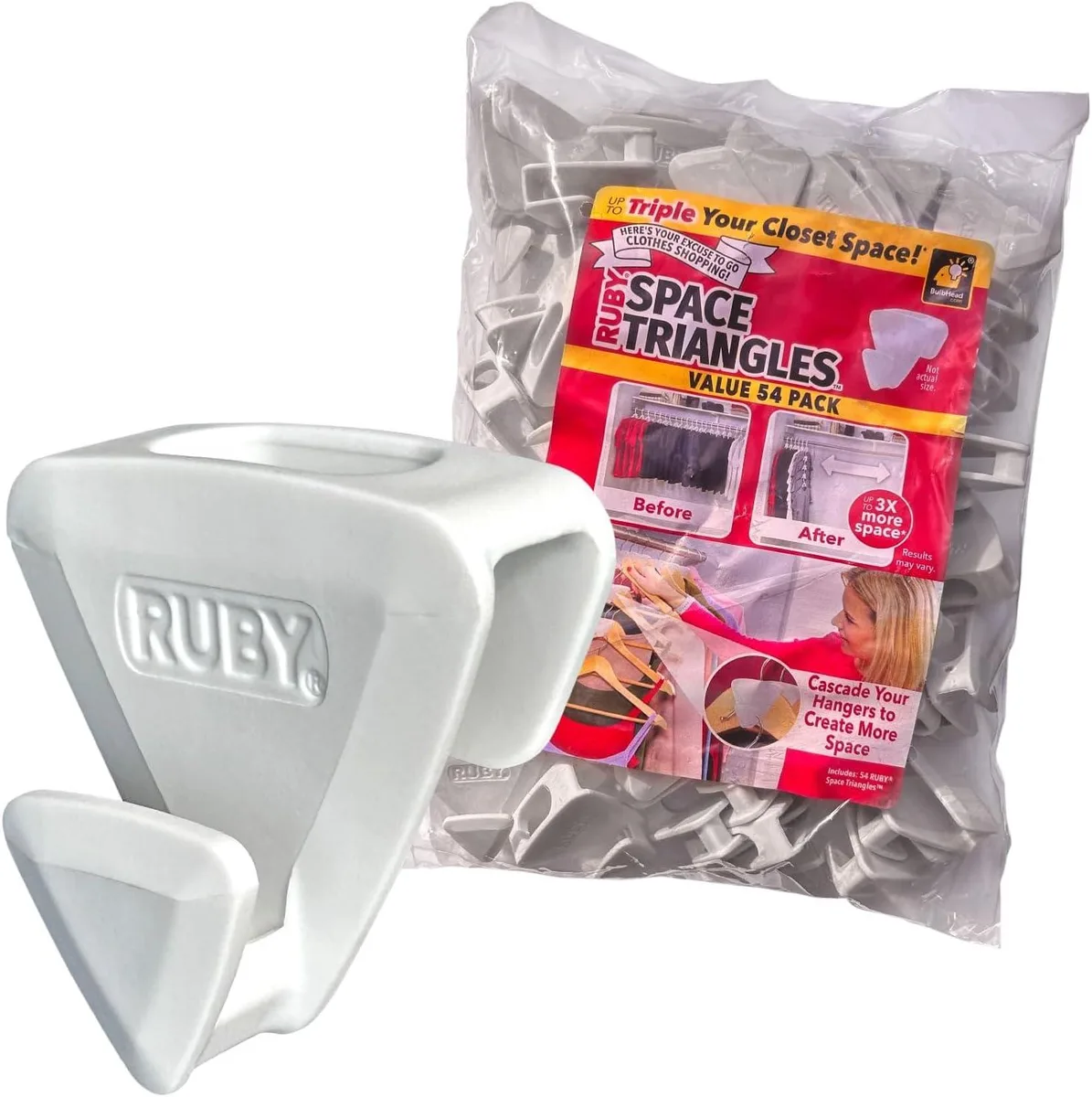 As Seen On TV As Seen On TV 17114-54 Ruby Space Triangles 54-Pc Hanger Hooks White — product photo