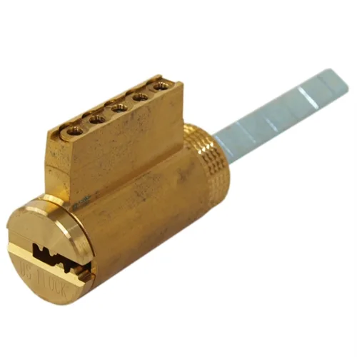 Polished brass key-in-knob cylinder plug with 015 keyway