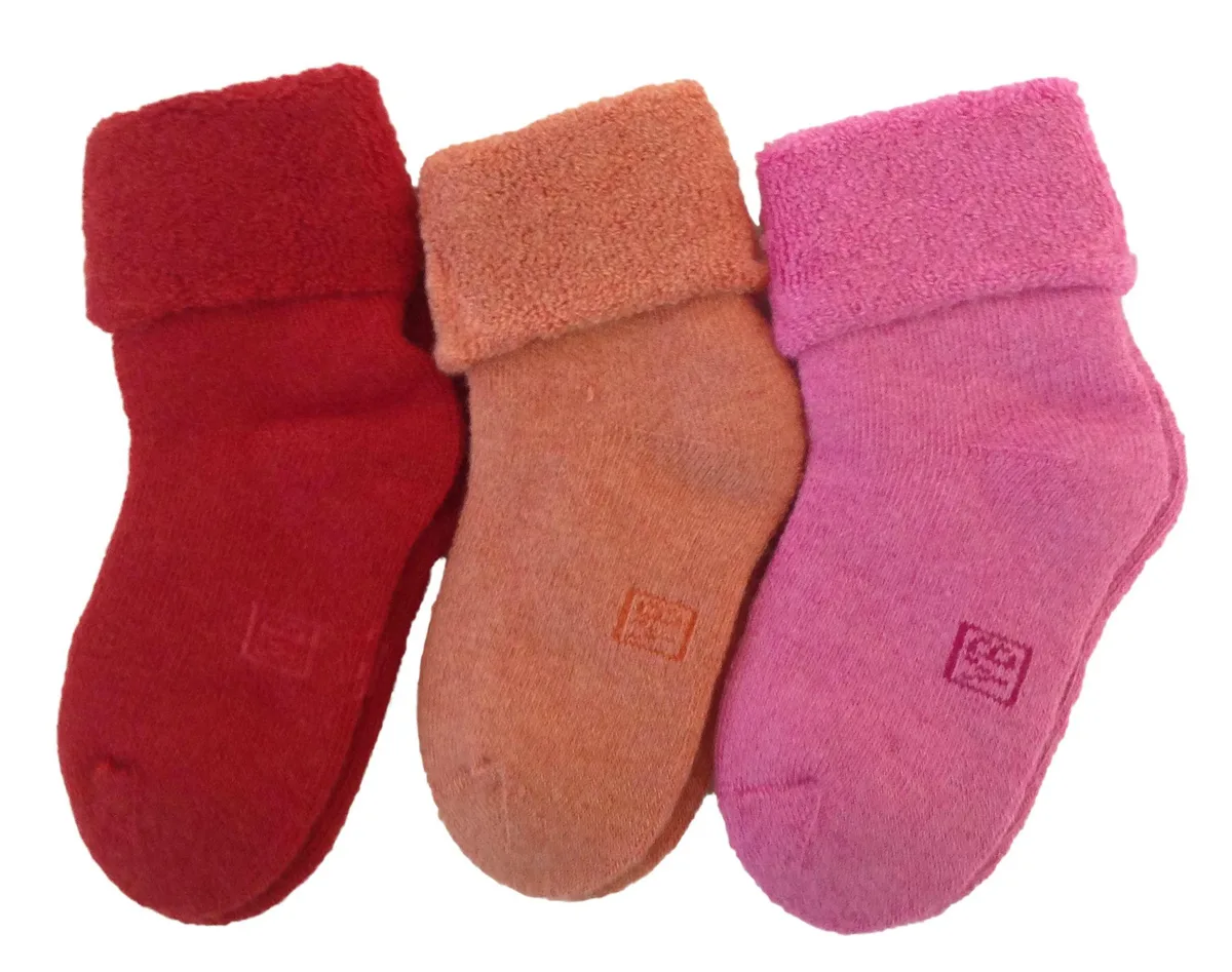 Orange wool-blend crew socks, small child size