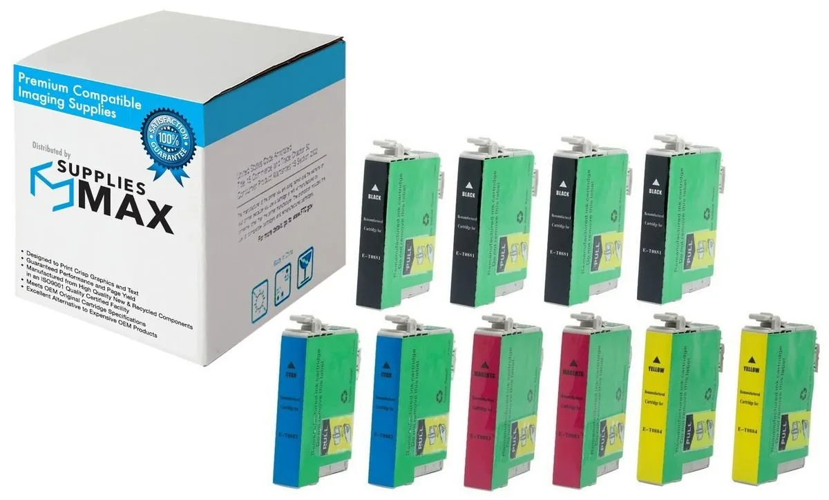 SuppliesMax SuppliesMax T088120-4B2CS Inkjet Combo Pack (4BK/2C/2M/2Y) 180pp — product photo