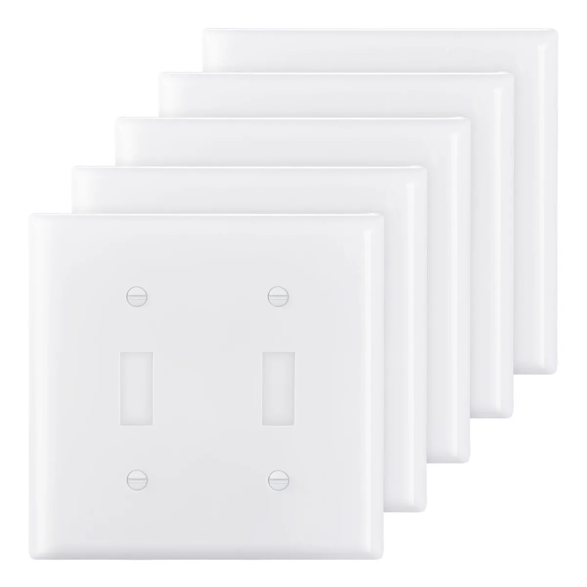 VEVOR VEVOR TR9601-2 2-Gang Toggle Switch Wall Plates 5-Pack White — product photo