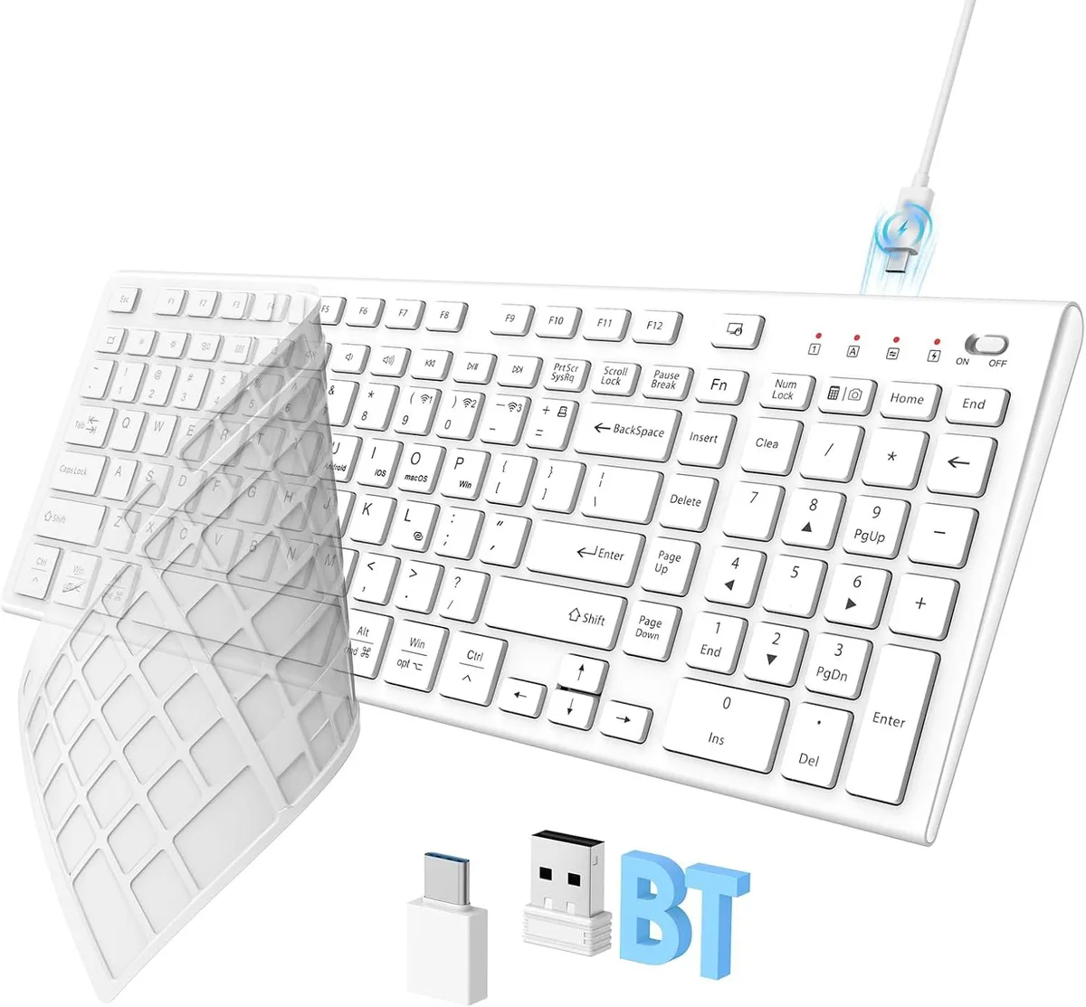 TUKO TUKO Wireless Gaming Keyboard White 120-Key Tri-Mode Bluetooth 5.0 — product photo