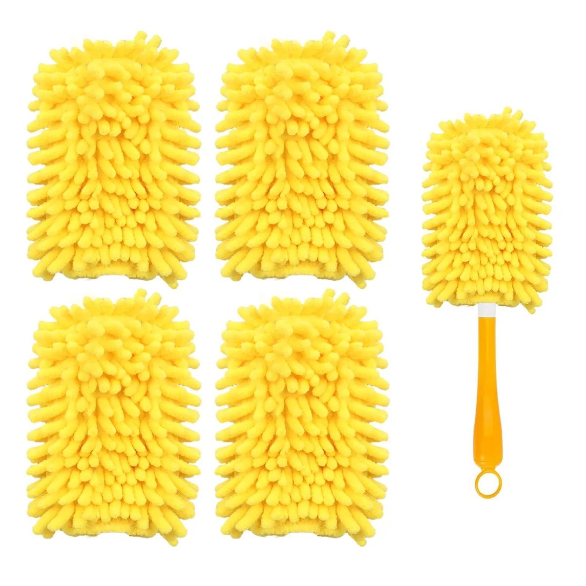 Pack of reusable microfiber duster refills, light grey electrostatic fabric, 360-degree shape, no handle included