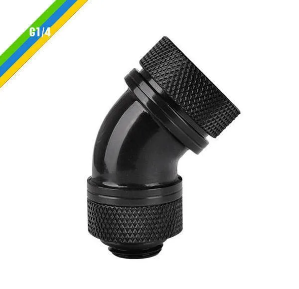 Thermaltake Thermaltake CL-W096-CA00BL-A G1/4 PETG 45-Degree Compression Fitting 16mm OD Black diy cooling — product photo