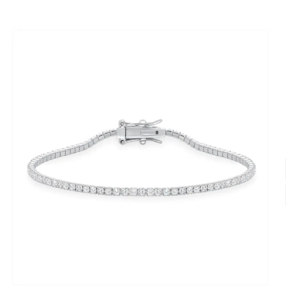 MST MST Solid 925 Sterling Silver 7 Inch Tennis Bracelet 2mm Cubic Zirconia Rhodium Plated BB4860-7 — product photo