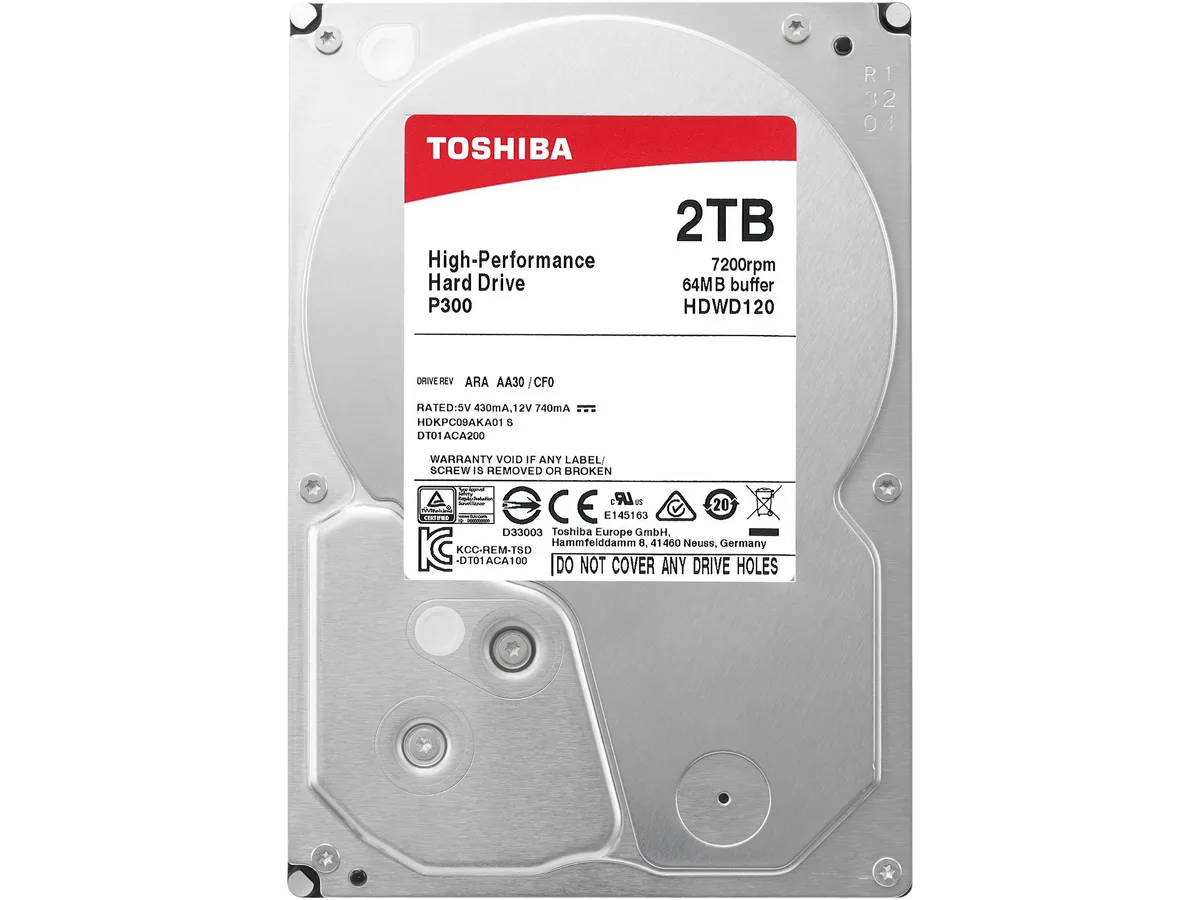 Toshiba Toshiba P300 2TB 7200 RPM 64MB SATA 3.5" HDWD120UZSVA — product photo