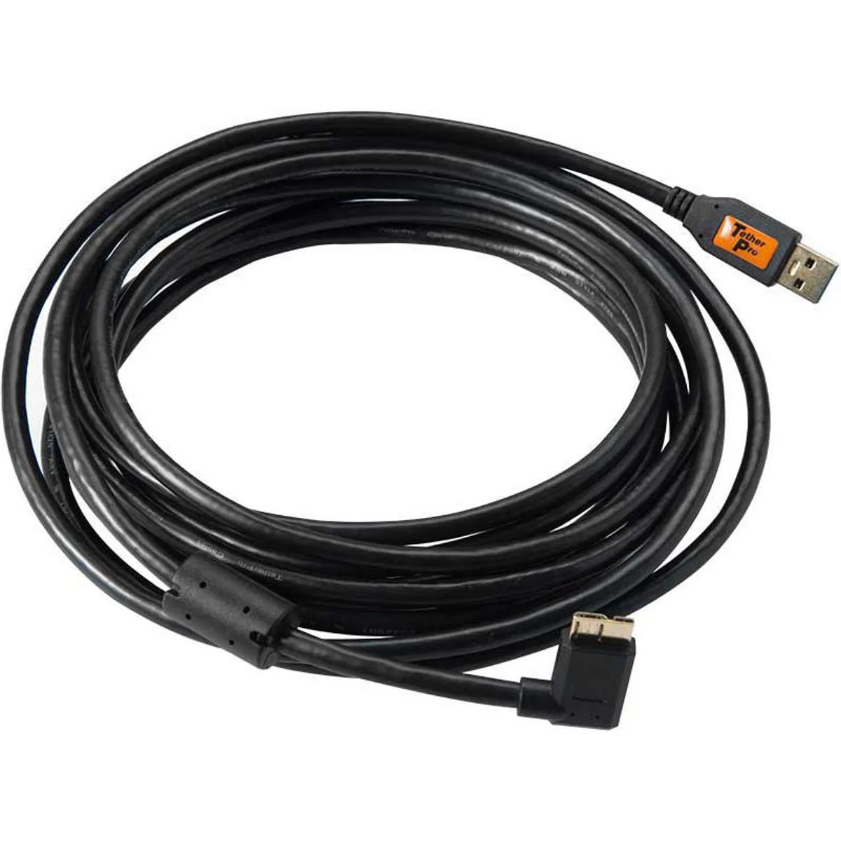 Tether Tools Tether Tools TetherPro 15 ft USB 3.0 A Male to Micro B Right Angle Cable Black — product photo