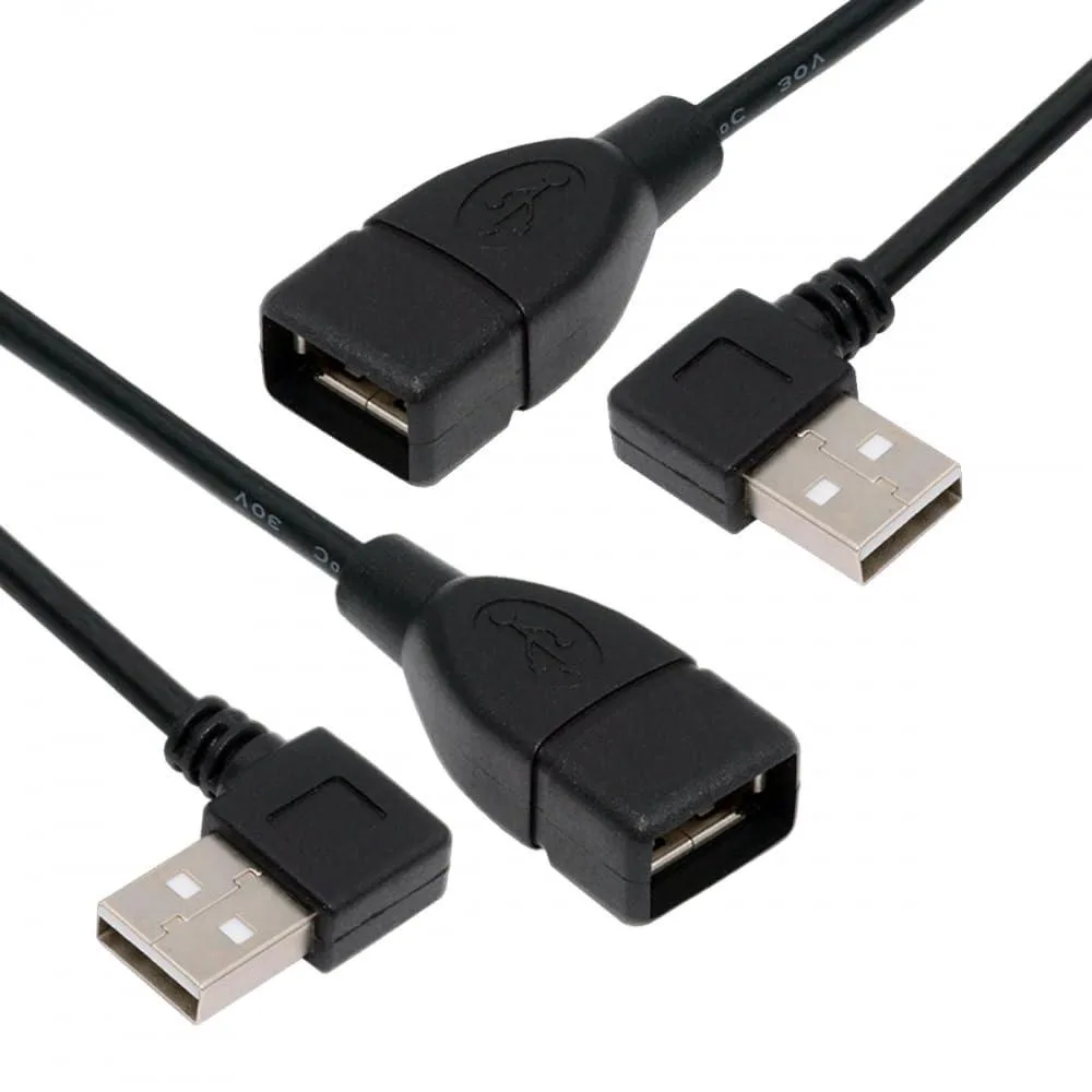 Fervit Fervit USB 2.0 Type-A Male to Female 90° Angled Extension Cable 20cm 2pcs — product photo