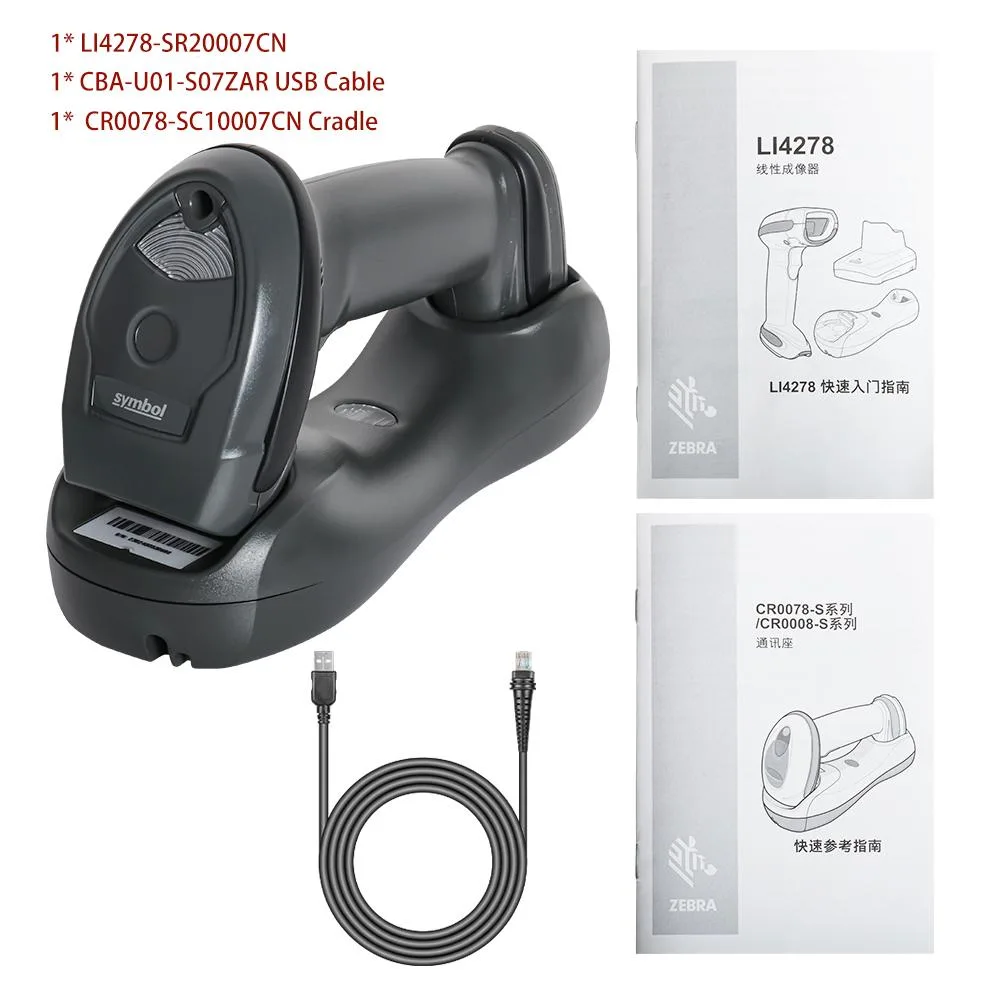 J&amp;P J&amp;P LI4278 1D Wireless Barcode Scanner with Cradle and USB Cable — product photo