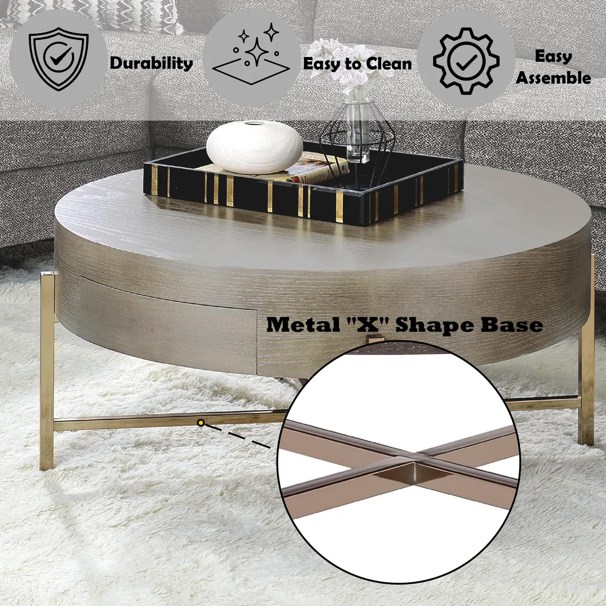 tuphen tuphen Coffee Table Light Brown Champagne Finish 16 11 100 — product photo