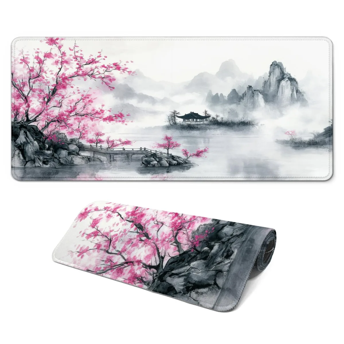  FTSYAD Mouse Pad 31.5 x 11.8 in Pink Cherry Blossoms — product photo