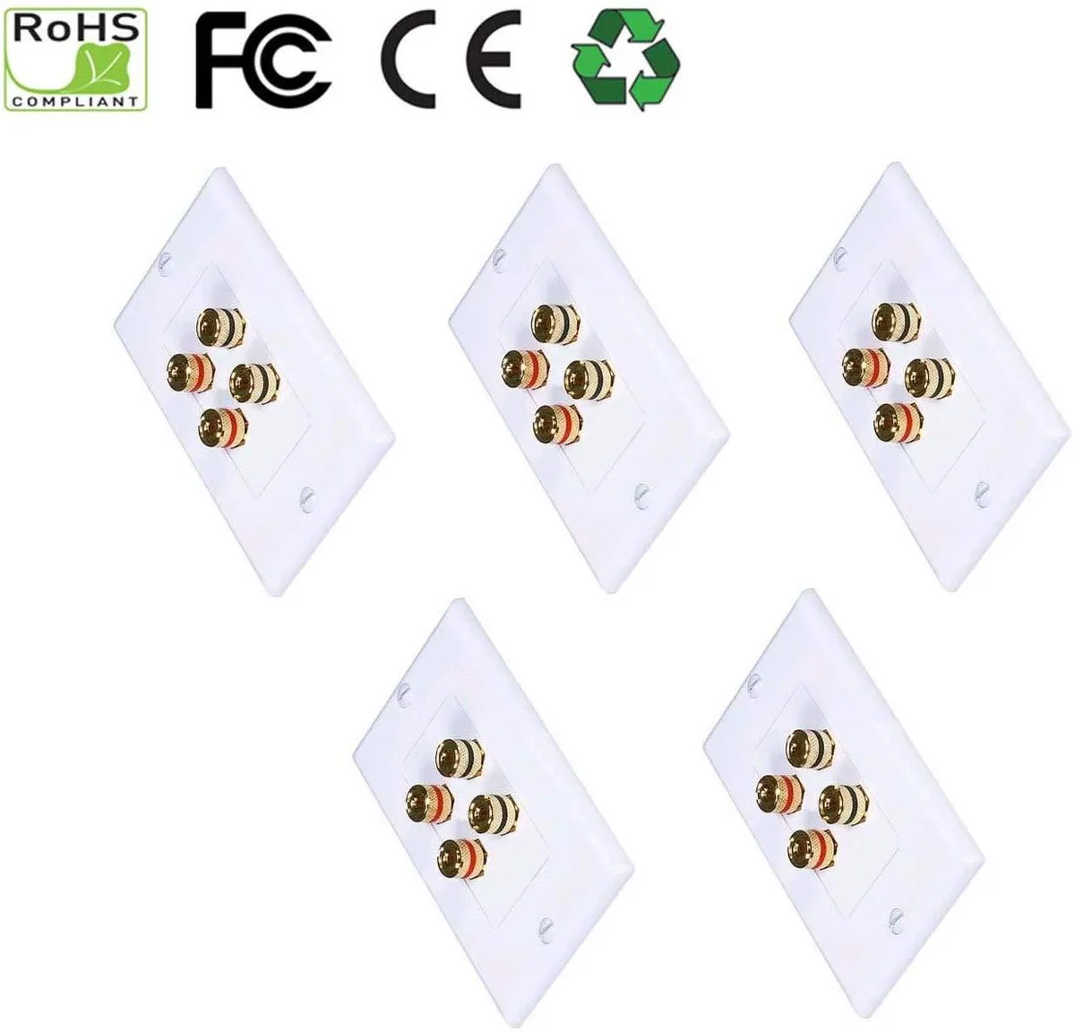 iMBAPrice iMBAPrice Premium 4 Connector Banana Wall Plate 5 Pack — product photo