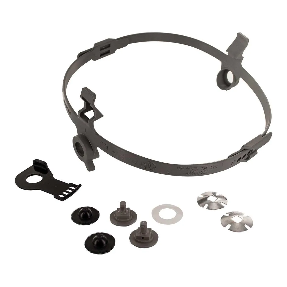 Grey Speedyloop suspension headband with protective caps for welding helmet