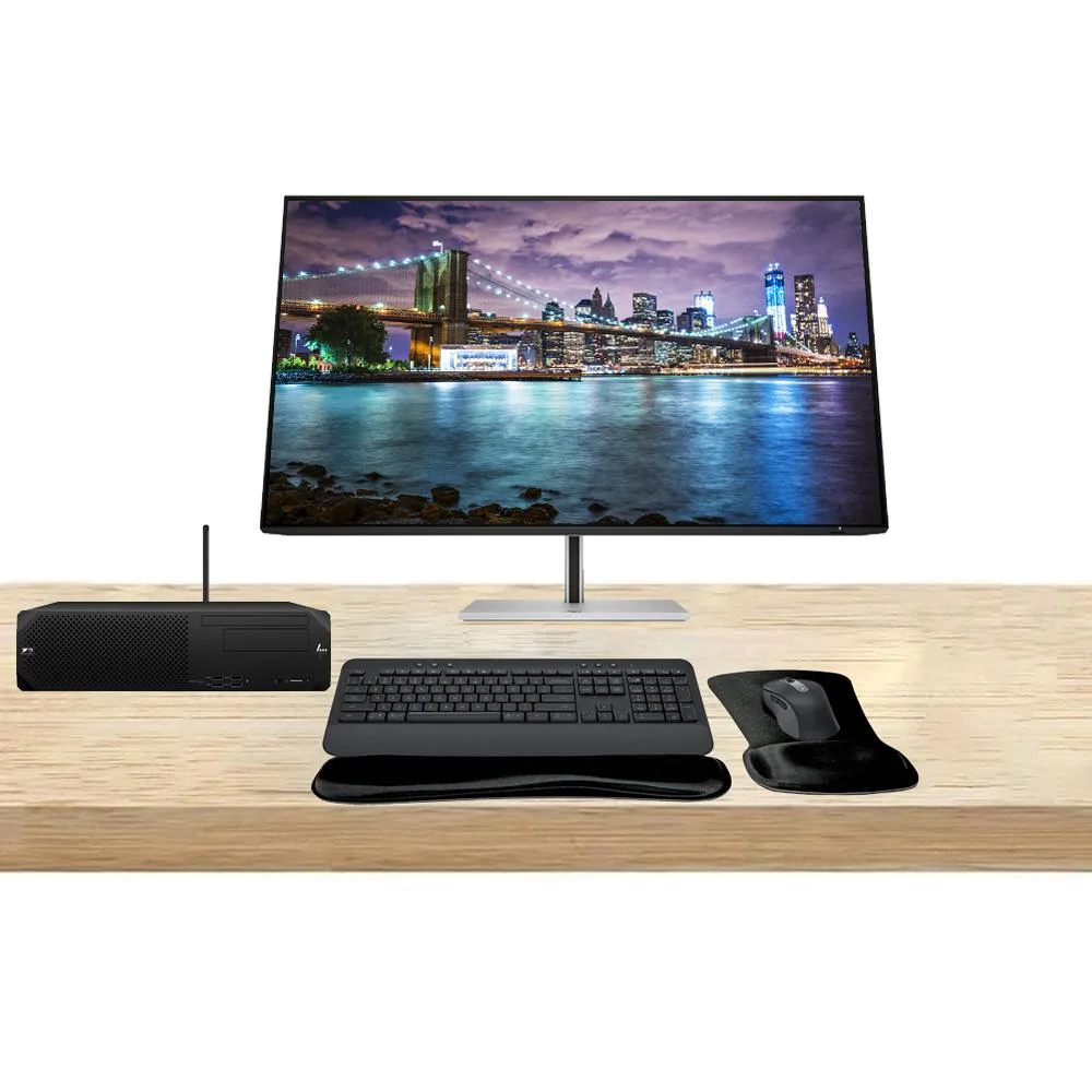 HP HP Z2 SFF G9 i7-14700K 64GB DDR4 1TB SSD 1TB HDD RTX A4000 16GB 32" 4K Monitor MK650 Wireless T2U Plus WiFi — product photo