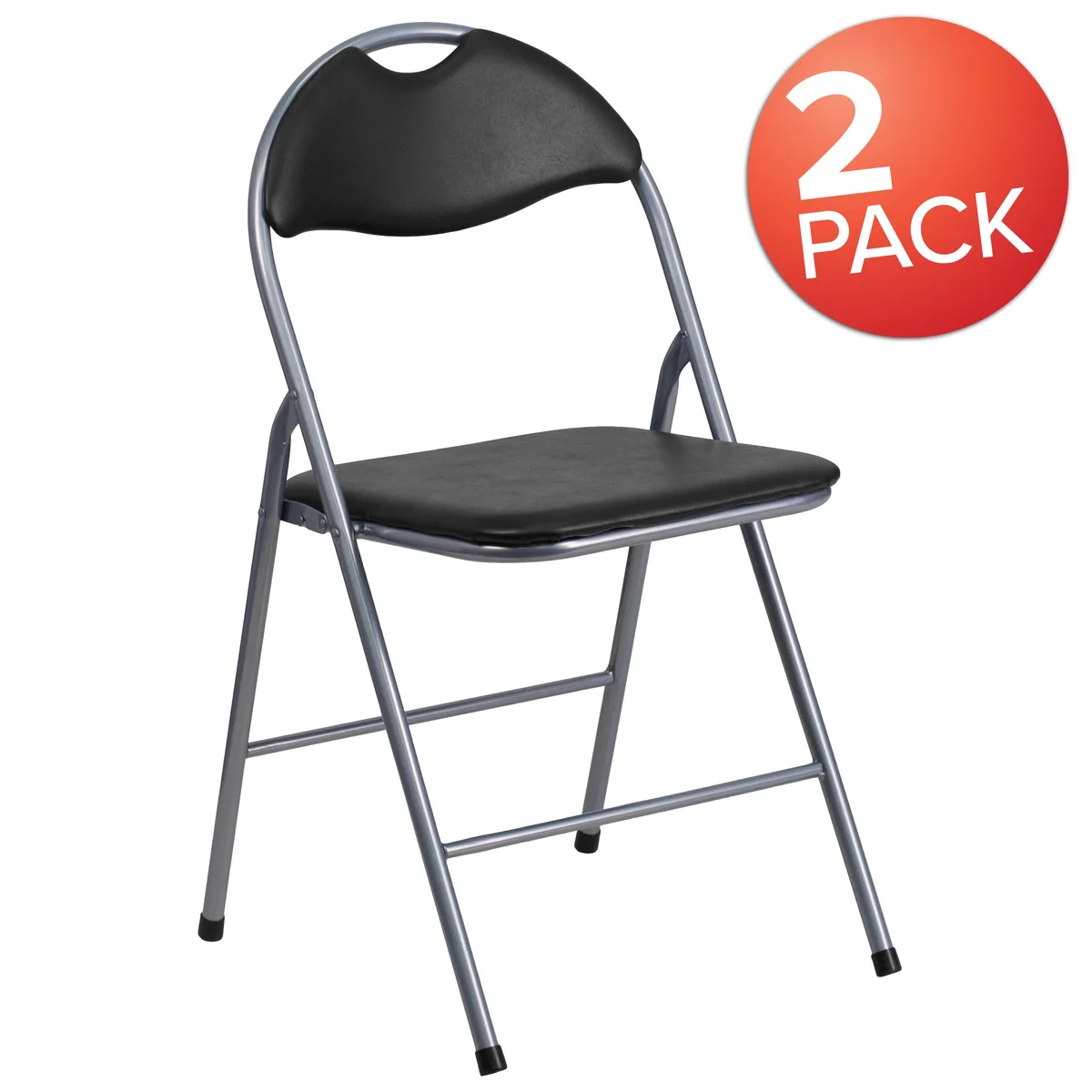 Flash Furniture Flash Furniture HERCULES Series 2 Pack Black Vinyl Folding Chair — product photo