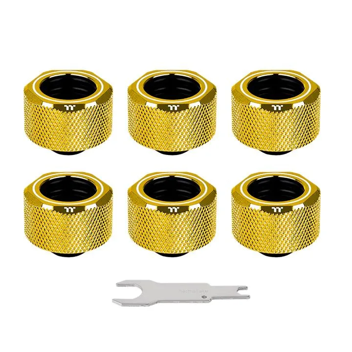 Thermaltake Thermaltake Pacific C-Pro G1/4 16mm OD Gold 6-Pack Fittings diy cooling — product photo