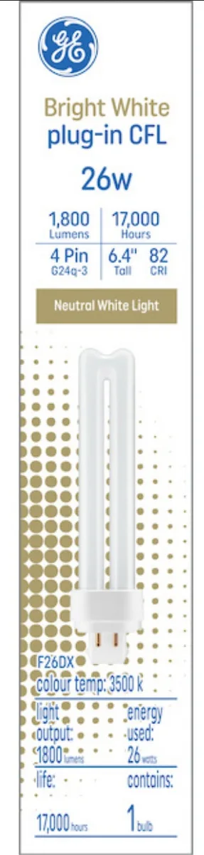 GE Lighting GE Lighting 26W G24q-3 3500K 1800lm CFL 6.4in — product photo