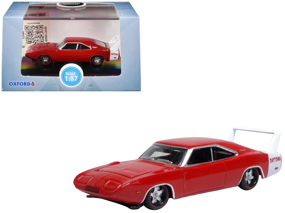 Oxford Diecast Oxford Diecast 1969 Dodge Charger Daytona Red with White Stripe 1/87 Scale Hobby Collectible — product photo