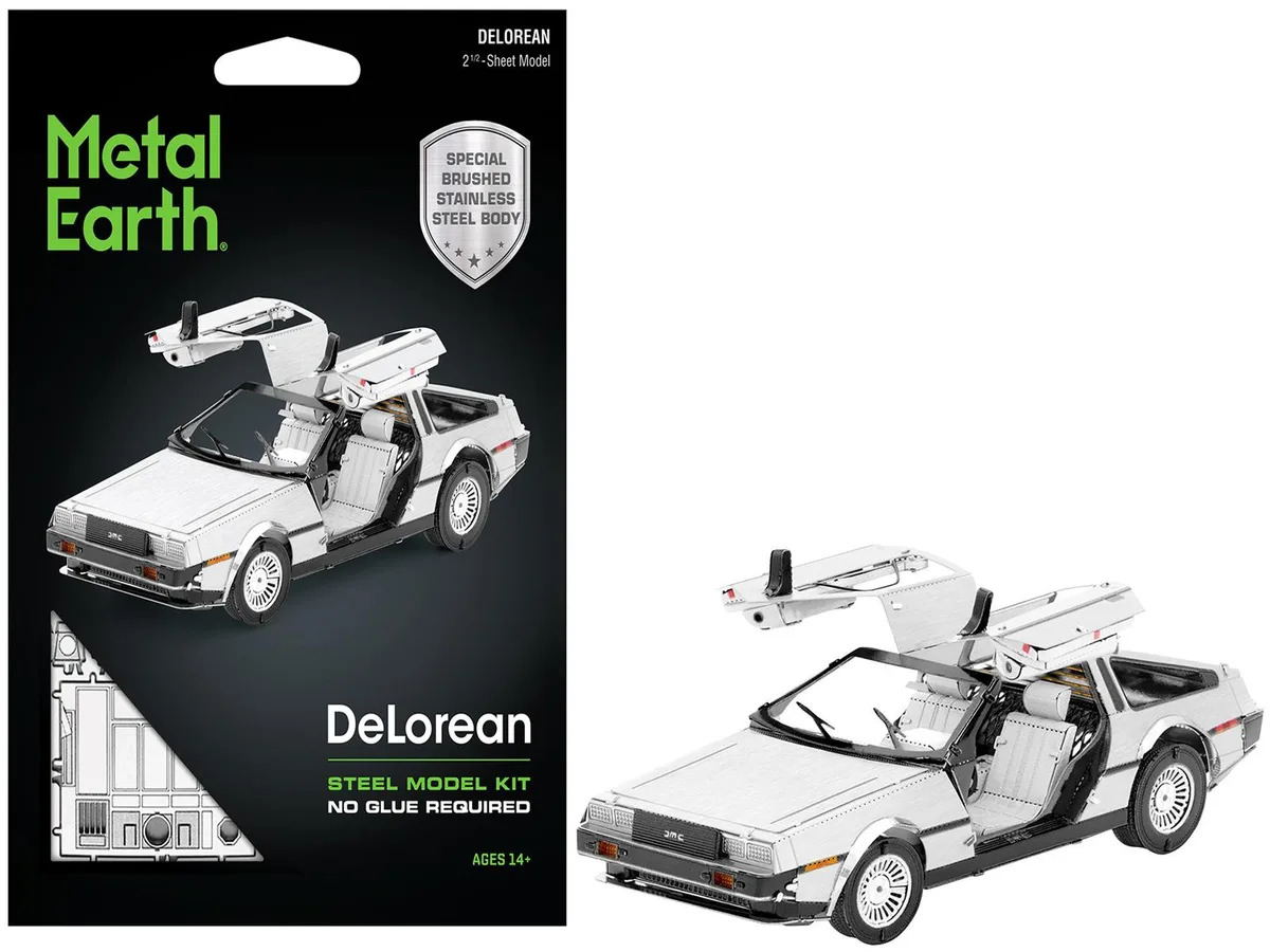 Metal Earth Metal Earth DeLorean Brushed Metal (Moderate Difficulty) hobby collectible — product photo