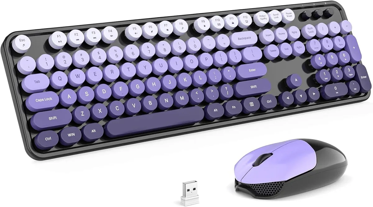TUKO TUKO Wireless Keyboard and Mouse Combo Black Purple Gradient — product photo