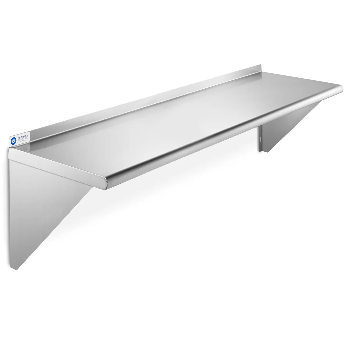 Gridmann Gridmann NSF Stainless Steel 14 x 48 Wall Shelf with Backsplash — product photo