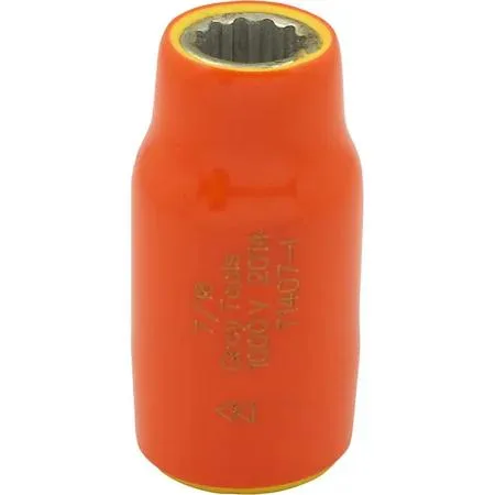 Gray Tools 1407-I 7/16 inch 12 point insulated socket with orange and yellow safety layers