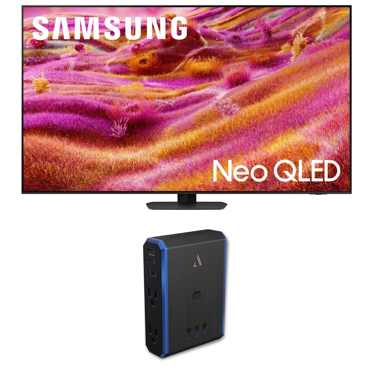 SAMSUNG SAMSUNG QN75QN90FAFXZA 75" Neo QLED 4K QN90F Titan Black 120Hz LED TV with Austere 5S-PS4-US1 4-Outlet Power — product photo