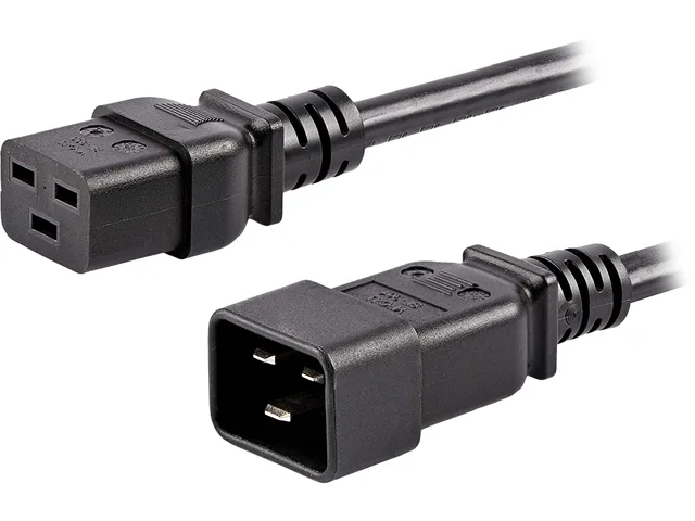 Black 10 ft C19 to C20 power cord with 14 AWG cable