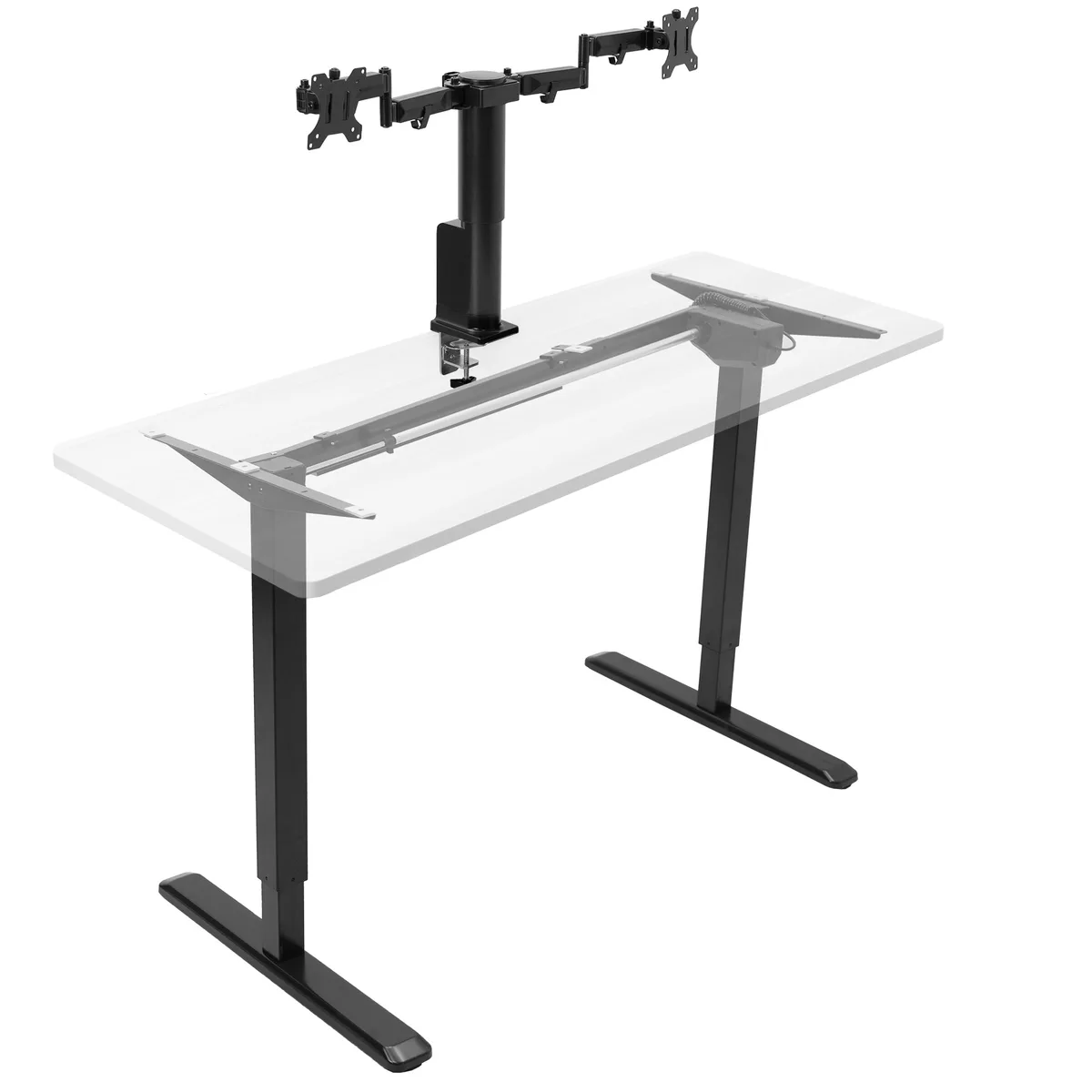 VIVO VIVO Single Motor Standing Desk Frame with Electric Dual Monitor Mount — product photo