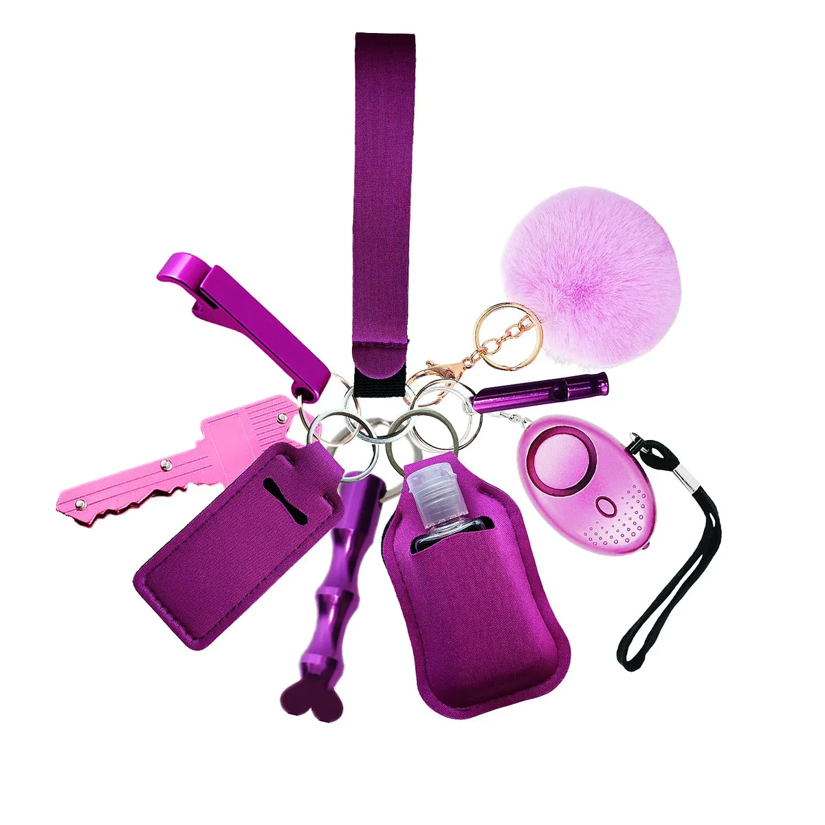 PUEZOKLY PUEZOKLY Self Defense Keychain Set Purple 9pcs — product photo