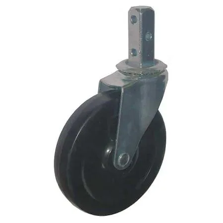 Zoro Select swivel stem caster with 5 inch rubber wheel and zinc plated steel frame