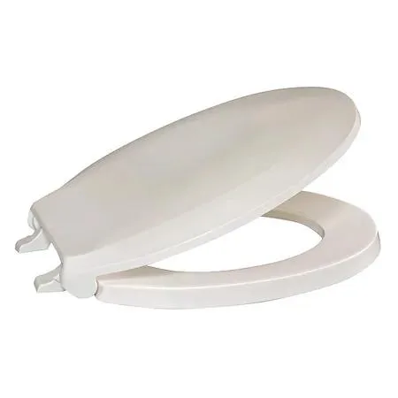 White round toilet seat with stainless steel hinges and cover