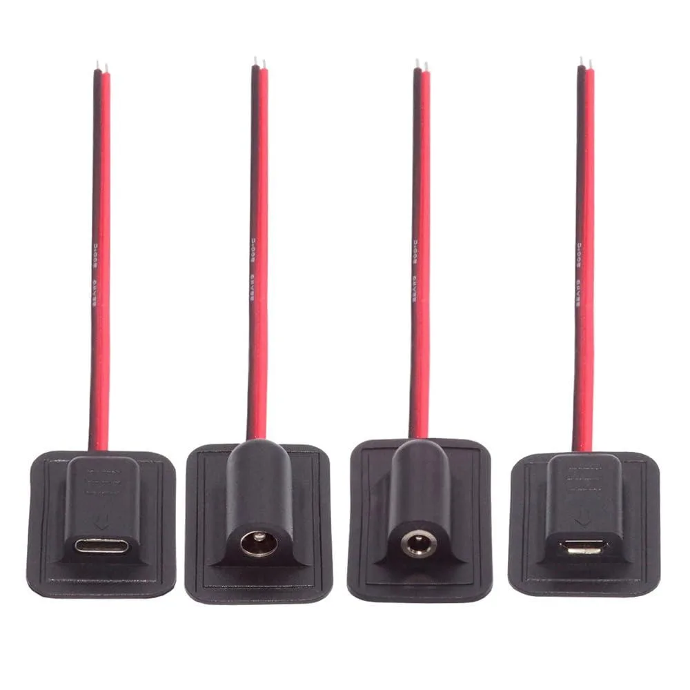 LORDWORLD LORDWORLD 4pcs DIY Power Extension Cable Set 10cm USB 2.0 DC 5.5x2.1mm 3.5x1.35mm Type-C Micro-USB — product photo