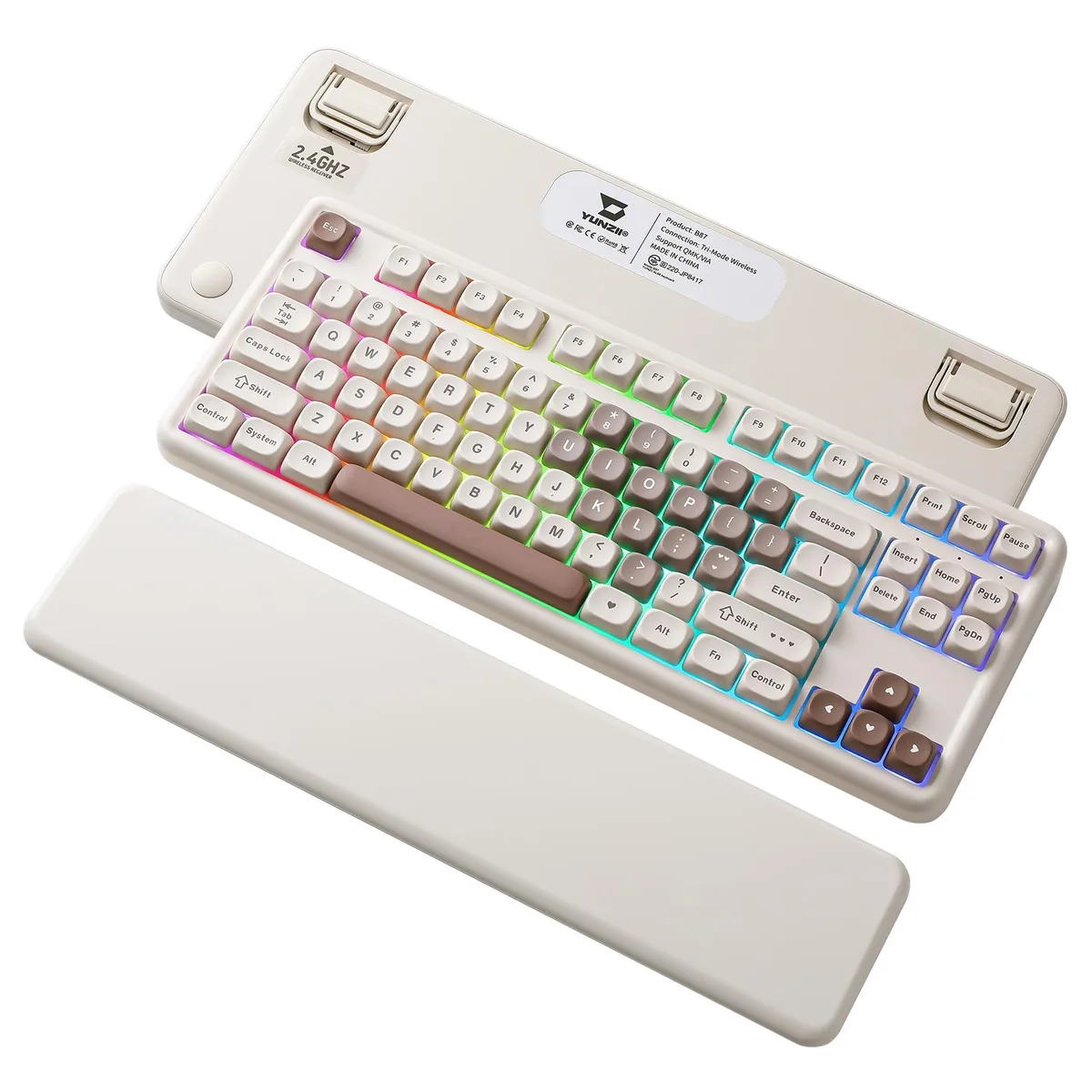 YUNZII YUNZII B87 Heart Wireless Mechanical Gaming Keyboard (Brown, Cocoa V2 Switch) — product photo