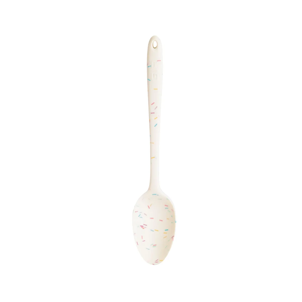 Silicone spoon with sprinkle pattern, 13.5 inches long, matte finish