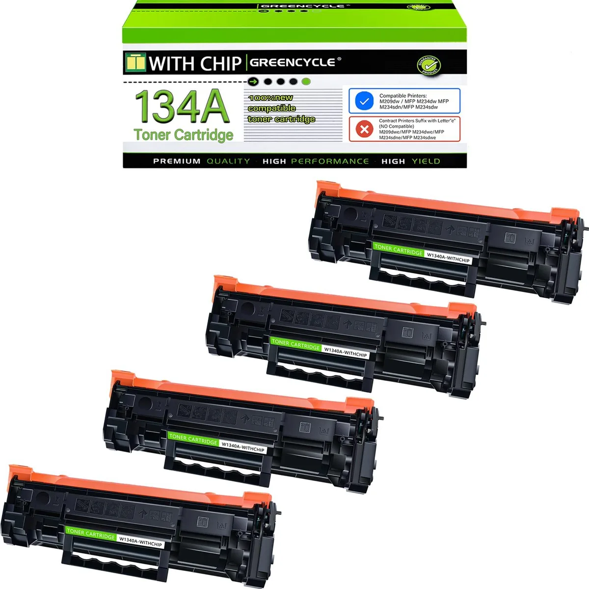 GREENCYCLE GREENCYCLE 134A-CHIP Compatible Toner Cartridge 4 Pack Black — product photo