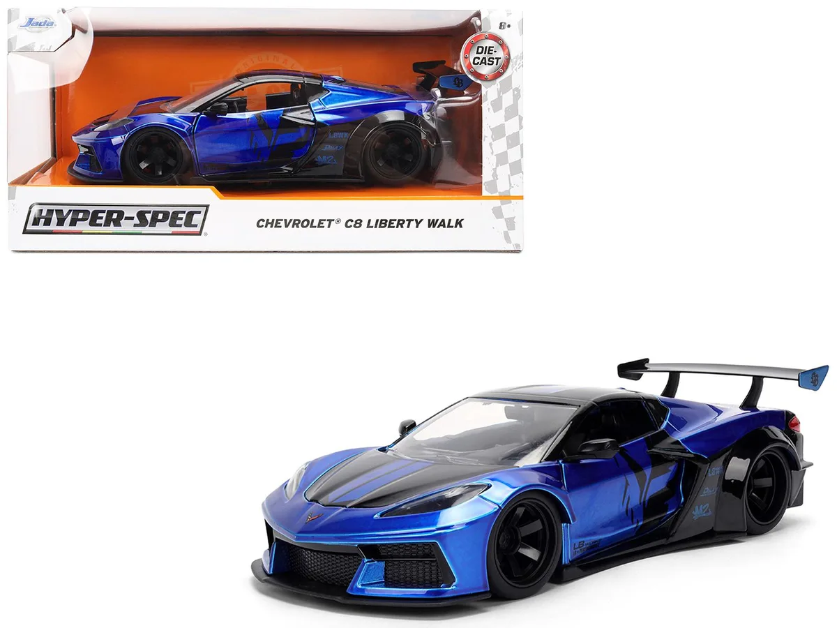 Jada Jada Chevrolet Corvette C8 Liberty Walk Candy Blue Black Hyper-Spec 1/24 Diecast — product photo
