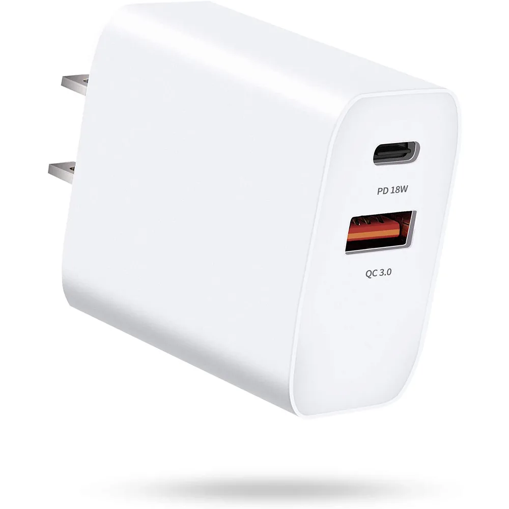 IHDAPP IHDAPP 18W Dual-Port USB-C PD &amp; USB-A QC 3.0 Wall Charger White — product photo