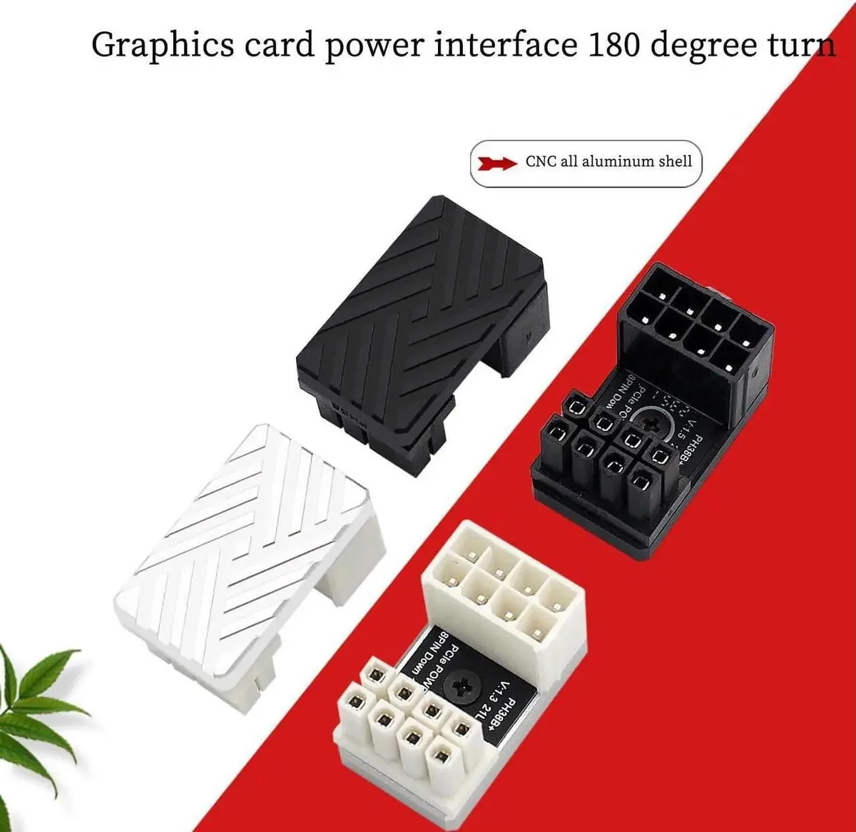 SMUGDESK SMUGDESK PH38A-C2 Black 8Pin CPU 180° Male to Female Power Adapter with Heatsink — product photo