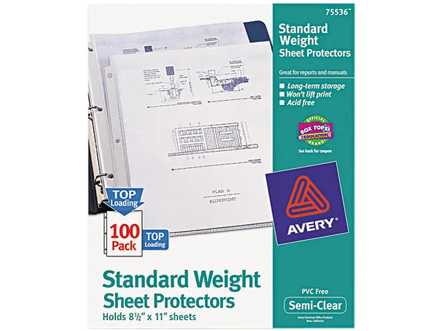 Avery Avery 75536 Standard-Weight Sheet Protectors, 100 pack — product photo