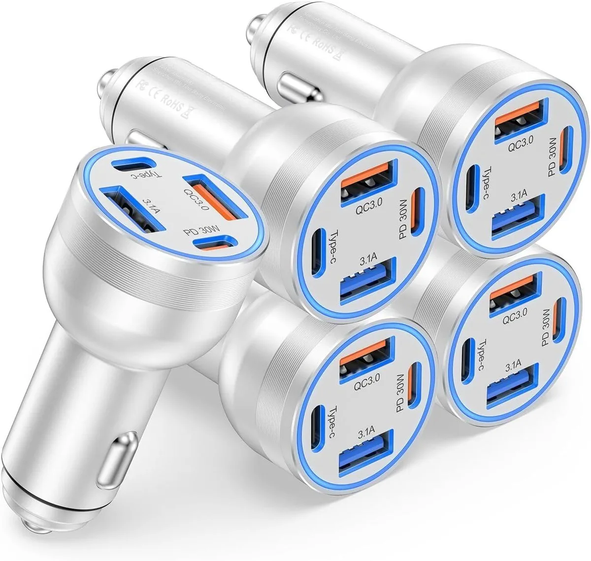 Cheezee Cheezee 65W 4-Port Car Charger 5 Pack — product photo
