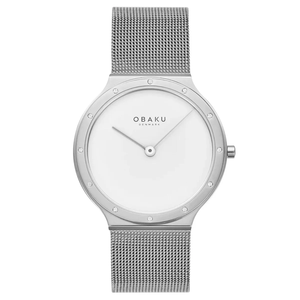 Obaku Note Lille white dial stainless steel watch on matching bracelet